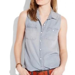 Lucky Brand Lightweight Chambray Sleeveless Button Down